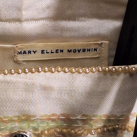 Vintage John Wind Japan Bead & Sequin Clutch Purse Ivory/Gold Mid-century Glam - Picture 6 of 13